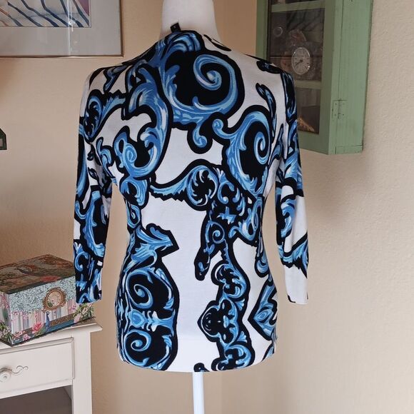 Cyrus Blue and Black 3/4 Sleeve Sweater - Picture 9 of 14